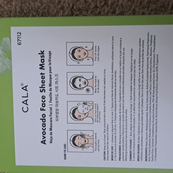 Cala Korean Avocado Face Sheet Mask Set (5) New - Picture 7 of 7